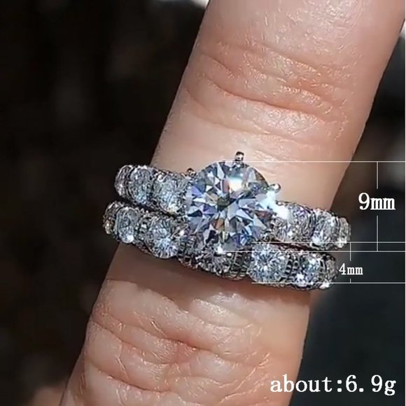 💥 Shiny Zircon Full Around Luxury Silver Beautiful Wedding Ring for Wome… - Picture 6 of 6
